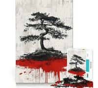 Puzzle pour Adolescents 1000 pièces Arbre bonsaï ensanglanté,Illustration aux Bords précis,Jeu de Concentration, pour des Moments de détente,Illustration de Noël (50x75cm)