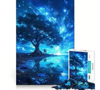 Puzzle pour Adolescents 1000 pièces Arbre de Vie Bleu Pièces emboîtables Jeu de logique Amusant et Silencieux Activité Artistique pour Anniversaire (38x26cm)