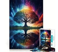 Puzzle pour Adolescents 1000 pièces Arbre de Vie Galaxie Cosmique Découpe serrée Amusant Résolution de problèmes Détente Décoration de Noël (38x26cm)