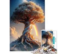 Puzzle pour Adolescents 1000 pièces Arbre de Vie Mystique avec Arc-en-Ciel Jeu Pratique d'analyse et de logique pour Les Amis et la Famille (Dimensions 75x50cm)