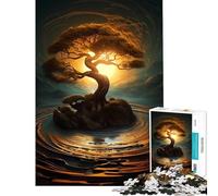 Puzzle pour Adolescents 1000 pièces Arbre doré Abstrait dans Un Vortex Jouet addictif pour cultiver la Patience Jeu Familial Convient aux Couples Excellent Cadeau pour Les Amateurs de Jeux (38x52cm)
