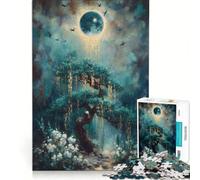 Puzzle pour Adolescents 1000 pièces Arbre Mystique sous Une Lune Brillante Jeu de Construction améliore la mémoire avec Poster et fiche de Questions-réponses Assortis 38x26cm