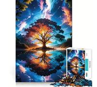 Puzzle pour Adolescents 1000 pièces Arbre Paysage Fantastique Bords impeccables Jeu de réflexion Amusant Cadeau Moments de détente Décoration Murale de Noël (50x75cm)