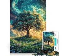 Puzzle pour Adolescents 1000 pièces Arbre sous Ciel étoilé Bords impeccables Jeu de réflexion Amusant Cadeau Moments de détente et de Plaisir Décoration Murale de Noël (50x75cm)