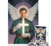 Puzzle pour Adolescents 1000 pièces Archange Raphaël Tenant Une Croix Lumineuse Décoration Murale Cadeau éducatif Stimule Le Cerveau Dimensions 38x52cm
