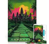 Puzzle pour Adolescents 1000 pièces Art de Propagande cambodgien Bords impeccables Jeu Amusant et Stimulant Mental Jeu Calme et divertissant Cadeau d'anniversaire (38x52cm)