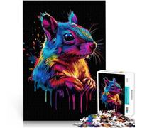 Puzzle pour Adolescents 1000 pièces Art d'écureuil coloré Jouets de Divertissement Familial Convient aux Couples 52x38cm