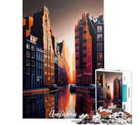 Puzzle pour Adolescents 1000 pièces Artsy Amsterdam Activités Amusantes à la Maison décoration Jeux pour Les 14 Ans et Plus (38x26cm)