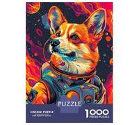 Puzzle pour Adolescents 1000 Pièces Astronaut Space Corgi Puzzle pour Adultes Jeu Pratique Analyse Et Logique Interaction Parent-Enfant 52x38cm/1000pcs