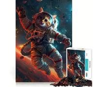 Puzzle pour Adolescents 1000 pièces Astronaute Chat de l'espace Articulations Lisses Jeu de réflexion Amusant et Stimulant Cadeau d'anniversaire Amusant (50x75cm)