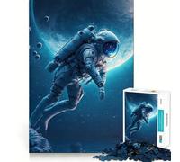 Puzzle pour Adolescents 1000 pièces Astronaute dans l'océan Articulations Lisses Jeu Amusant et Stimulant pour Le Cerveau,idéal pour se détendre et s'amuser,Cadeau de Noël (38x26cm)