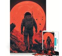 Puzzle pour Adolescents 1000 pièces Astronaute dans Un Paysage Lunaire Rouge Assemblage Lisse Jeu Amusant et Stimulant pour Le Cerveau,idéal pour se détendre et Faire des Cadeaux de Noël (38x26cm)