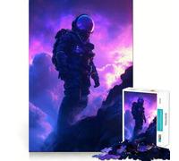 Puzzle pour Adolescents 1000 pièces Astronaute dans Une nébuleuse Violette Découpe de qualité supérieure Cadeau de Jeu Amusant et Intelligent Facile à Jouer Pièce d'art de Noël (38x52cm)