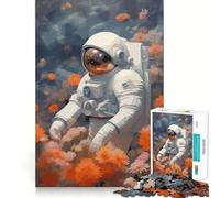 Puzzle pour Adolescents 1000 pièces Astronaute Espace Fleurs Articulations Lisses Jeu Amusant et Intelligent pour stimuler Le Cerveau Jeu Relaxant Décoration d'anniversaire Amusante Cadeau (38x52cm)