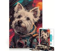 Puzzle pour Adolescents 1000 pièces Astronaute Espace Terrier Articulations Lisses Activité cérébrale Amusante Jeu Relaxant Cadeau de Noël et de Loisirs (50x75cm)
