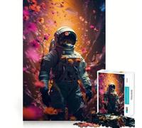 Puzzle pour Adolescents 1000 pièces Astronaute Fleur Articulations Lisses Jeu Amusant et Intelligent pour stimuler Le Cerveau Jeu Relaxant Décoration d'anniversaire Amusante (50x75cm)
