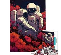 Puzzle pour Adolescents 1000 pièces Astronaute Fleurs Amour Amusant à la Maison Activités Passe-Temps Amusant Pendant Les Vacances à Domicile Jeux pour Les 14 Ans et Plus (50x75cm)