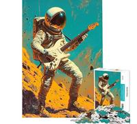 Puzzle pour Adolescents 1000 pièces Astronaute Guitare Musique Milieu du siècle Activités Amusantes à la Maison pour Toute la Famille Jeux familiaux pour Les 14 Ans et Plus (38x52cm)