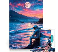 Puzzle pour Adolescents 1000 pièces Astronaute sur Une Plage au Coucher du Soleil Assemblage Lisse Activité cérébrale Amusante et relaxante Cadeau de Noël idéal (50x75cm)