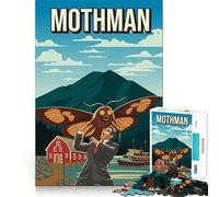 Puzzle pour Adolescents 1000 pièces Attaque de créatures cryptides Mothman Affiche de Voyage Art Découpe exacte Jeu Casse-tête Cadeau Temps de Jeu Calme Cadeau Artistique de Noël (50x75cm)