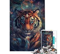 Puzzle pour Adolescents 1000 pièces Attrape-rêves Tigre Vision Puzzles pour Adultes Difficile Liste de souhaits avec Père Noël Casse-tête Jeux de réflexion en Famille (Taille 50x75cm)