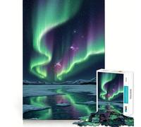 Puzzle pour Adolescents 1000 pièces Aurore boréale sur La Reine des neiges,découpe Premium,Jeu Intelligent et Amusant, pour Passer du Temps,pièce Artistique de Noël (38x26cm)