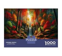 Puzzle pour Adolescents 1000 Pièces Autumn Forest Waterfall Scene Puzzles pour Adultes Activités Familiales Interaction Parent-Enfant Jeu Au Design Élégant 38x26cm/1000pcs