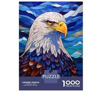 Puzzle pour Adolescents 1000 Pièces Bald Eagle Stained Glass Puzzle pour Adultes, Jouet, Décoration Murale, Amusant Et Humoristique, Idéal comme Cadeau 52x38cm/1000pcs