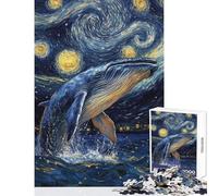 Puzzle pour Adolescents 1000 pièces Baleine dans Une Nuit étoilée Puzzle Anti-Stress Jouet pour Passer Le Temps Pendant Les Vacances à la Maison Cadeau de Noël ou d'anniversaire (Dimensions 38x52cm)