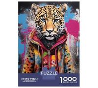 Puzzle pour Adolescents 1000 Pièces Banksy Art Leopard Hoodie Puzzles pour Adolescents Jeux Relaxants Cadeaux pour Femmes pour Anniversaire, Noël 52x38cm/1000pcs