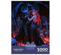 Puzzle pour Adolescents 1000 Pièces Baron Samedi and Maman Brigitte Gothic Romance in A Graveyard Puzzle pour Adultes Jeu De Réflexion Décoration Murale Cadeau Anti-Stress 38x26cm/1000pcs