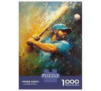 Puzzle pour Adolescents 1000 Pièces Baseball Batter Swing - Energetic Abstract Sports Art Puzzles pour Adultes, Jouets Anti-Stress, Décoration Murale, Interaction Parent-Enfant 52x38cm/1000pcs