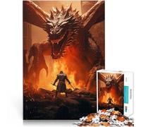 Puzzle pour Adolescents 1000 pièces Bataille de Dragon légendaire Assemblage du modèle Jeu éducatif pour Anniversaire, Noël 38x26cm