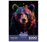 Puzzle pour Adolescents 1000 Pièces Bear in Neon Splatter Puzzle pour Adultes Jouets À Monter Soi-même Analyse Et Logique Difficile Et Stimulant 38x26cm/1000pcs