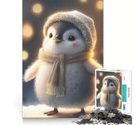 Puzzle pour Adolescents 1000 pièces Bébé Pingouin Découpe Premium Jeu Amusant et Intelligent Cadeau Facile à Jouer Pièce d'art de Noël (38x26cm)