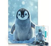 Puzzle pour Adolescents 1000 pièces Bébé Pingouin Promenade dans la Neige Articulations Lisses Jouet Amusant et Intelligent pour stimuler Le Cerveau Jeu Relaxant Décoration d'anniversaire Amusante