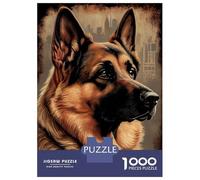 Puzzle pour adolescents - 1000 pièces - Berger allemand rétro - Puzzle pour adultes - Jeu pratique - Coupe de précision - Activités amusantes à la maison - 38 x 26 cm - 1000 pièces