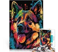 Puzzle pour Adolescents 1000 pièces Berger Allemand Style 2 Jouets de Jeu pour Cadeau Familial Bon Cadeau 52x38cm