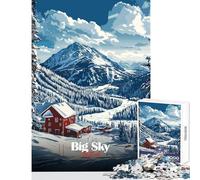 Puzzle pour Adolescents 1000 pièces Big Sky Montana Ski Resort Jeu Impossible Vacances à la Maison Jouet éducatif Difficile et Stimulant (38x52cm)