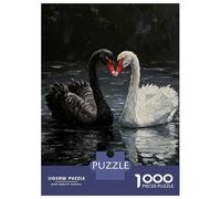 Puzzle pour Adolescents 1000 Pièces Black and White Swans Painting Puzzles pour Adultes Jeu Manuel Décoration Murale Cadeaux Uniques pour Anniversaire Et Noël 52x38cm/1000pcs