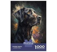 Puzzle pour Adolescents 1000 Pièces Black Dog Portrait Puzzle pour Adultes Décoration Murale Jouet Une Œuvre d'art Cadeau d'anniversaire Unique 38x26cm/1000pcs