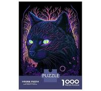 Puzzle pour Adolescents 1000 Pièces Black Light Cat 14 Puzzles pour Adultes Jeu Manuel Améliore La Mémoire Interaction Parent-Enfant 52x38cm/1000pcs