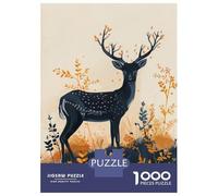 Puzzle pour Adolescents 1000 Pièces Black Spotted Deer in Autumn Puzzles pour Adultes Jeux De Détente Découpe De Précision Offre Spéciale pour Toute La Famille 70x50cm/1000pcs