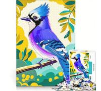 Puzzle pour Adolescents 1000 pièces Bleu Indigo Geai sur Une Branche d'arbre, Jeu Impossible, Décompression intellectuelle, Cadeaux pour Femmes 50x75cm