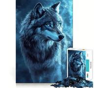 Puzzle pour Adolescents 1000 pièces Blue Wolf Majesty Premium Edge Art,Jeu de Concentration,Divertissement pour Les Moments de détente,Cadeau Artistique de Noël (38x26cm)