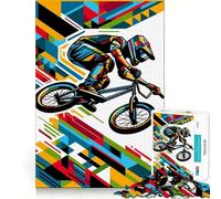 Puzzle pour Adolescents 1000 pièces BMX WPAP,Art Pop coloré,Bords Premium,Jeu de Concentration,Divertissement Pendant Les Moments de détente,Cadeau Artistique de Noël (38x26cm)