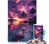 Puzzle pour Adolescents 1000 pièces Bonheur du Coucher de Soleil Tropical Casse-tête Renforcer l'amour Entre Les Couples 52x38cm