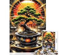 Puzzle pour Adolescents 1000 pièces Bonsaï doré Kintsugi Jeu éducatif pour Passer Le Temps à la Maison Jouet éducatif avec Poster et fiche de Questions Assortis (50x75cm)