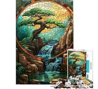 Puzzle pour Adolescents 1000 pièces Bonsaï Vitrail Japon Puzzle Adulte à Monter soi-même Jouet à Faire soi-même Idéal pour Passer Le Temps Pendant Les Vacances à la Maison Offre spéciale comme Cadeau
