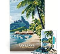 Puzzle pour adolescents 1000 pièces Bora Bora Paradis tropical,bords artistiques de qualité supérieure,jeu de concentration,divertissement pour les moments de détente,cadeau artistique de Noël 50x75cm